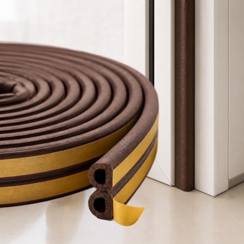 Image of MMT Acoustix Door Gap Filler | EPDM D Shape Self Adhesive Weather Stripping Seal Strip | Main Entry Door Seal | 18 Ft | Brown | 1 Pc