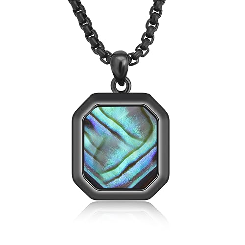 Opal Necklace 925 Sterling Silver Men's Necklaces Pendant Black Necklace for Men Opal Jewelry Gifts for Women Teen