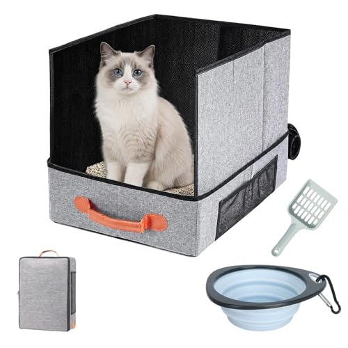 Arenero portátil para gatos plegable de 50x40x28 cm fácil de limpiar para camping 2