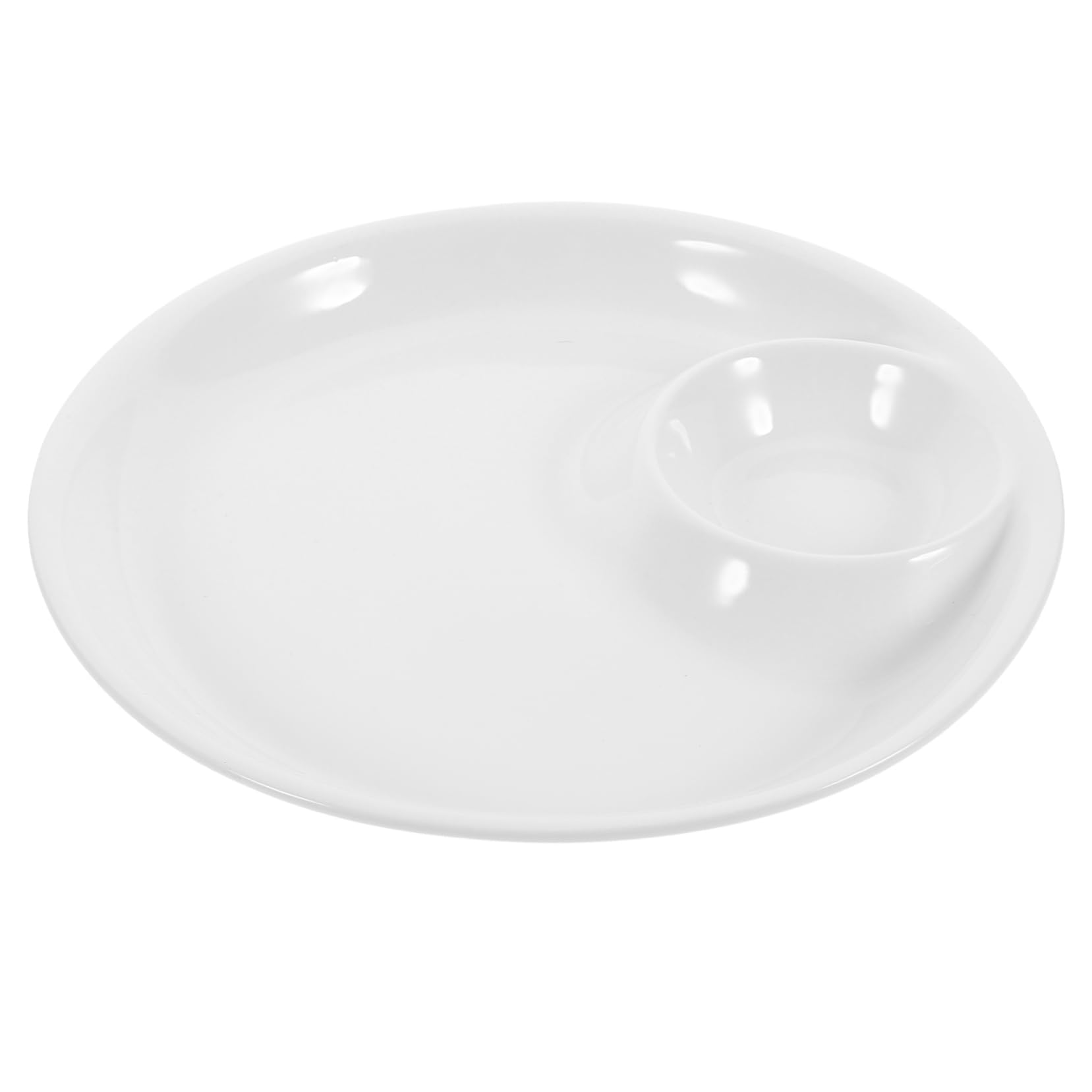 FUNOMOCYA Breakfast Soup Bowl Sandwich Plate Fruit Tray Round Grill Grate Chip Dip Platter Sushi Dumpling Japanese Chips Divided Soup Bowl Plate Japanese Snacks Chip and Dip Ceramics White