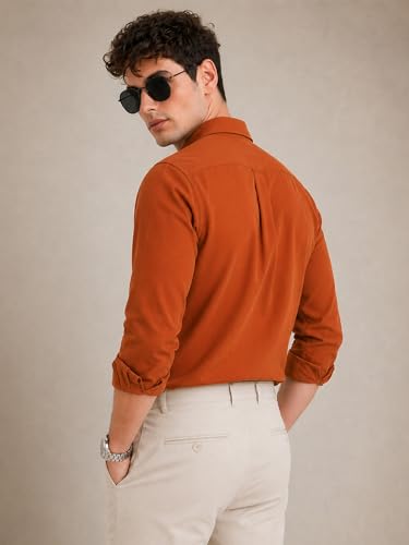 Image of Veirdo Men's Pure Cotton Utility Shirt | Full Sleeve Casual Button-Down with Dual Chest Pockets | Stylish & Comfortable Everyday Wear | Colors: Beige, Black, Maroon, Olive, Rust & White