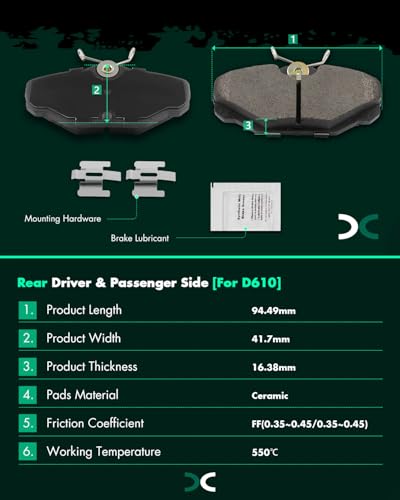 Image of SCITOO D610-7489 Disc Brake Pads Sets Rear Ceramic Brake Pads w /Hardware