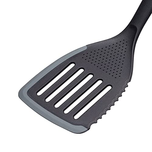 Chef Aid Multi-Function Slotted Turner with Silicone Edge for Scraping Serrated Edge for Slicing with Raised Sections for Stripping and Grinding Surface for Shreading Garlic and Ginger BPA Free - Image 3