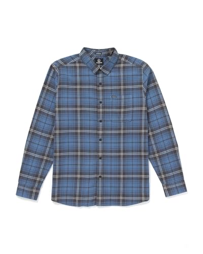 Image of Volcom Men's Caden Plaid Long Sleeve Flannel Shirt - Button-Front, Soft Brushed Cotton