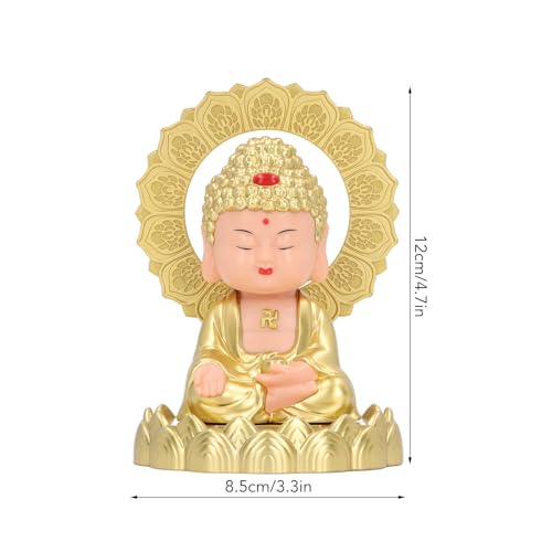 Estatua solar Buda muñeco cabeceante para decoración miniatura 5