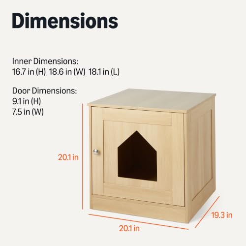 Amazon Basics Cat Litter Box Enclosure Cabinet, Furniture-Style Wood Hidden Design with Storage, Fits up to 18 x 17 in Box, 20 x 19.3 x 20 in, Oak - image 5