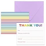 Vibrant Design: Featuring a rainbow pattern of bright, cheerful colors on the cards and a envelopes in a choice of colors. Convenient Fill-in-the-Blank: Pre-printed with "Thank You!" and spaces to say thank you to the gift giver for gifts received. T...