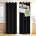 Produktbild Blumtal Verdunklungsvorhänge 2er Set - Thermovorhang Hitzeschutz - Vorhang Blickdicht mit Ösen - Gardinenschals mit Schlaufen - Isoliervorhang - Gardinen 145x140cm-schwarze Gardinen - Vorhang Schwarz