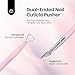 Beetles Gel Nail Remover Tool Dual-end Cuticle Pusher, Triangle End Remove Gel Polish Angled End Clean Crevice Dirt Two in One Tool Dead Skin Nail Scraper Stainless Steel Pink Remover Pusher