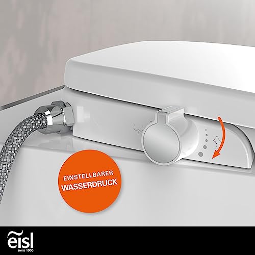 EISL Dusch WC-Sitz Aufsatz (kein Stromanschluss für die Dusch Funktion benötigt), Toilettensitz mit Bidet Einsatz, Po Dusche & Absenkautomatik (inkl. Anschlussset), Weiß