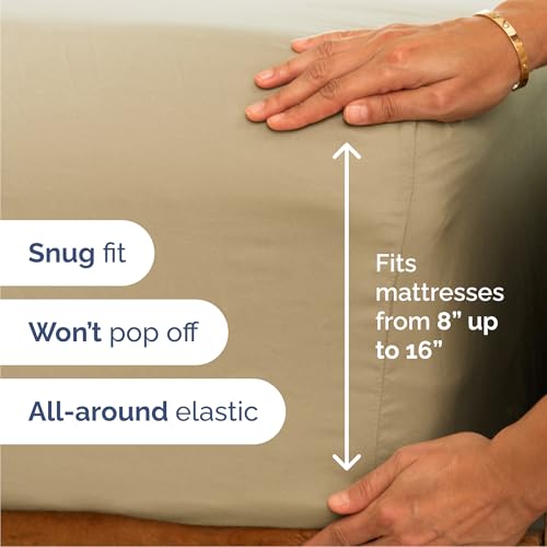 Image of Cal King 6 Piece Bed Sheet Set - Comfy, Breathable & Cooling Sheets - Beige | Ultra-Soft Hotel Luxury Bedding Set with 8-16 Inch Deep Pockets, 1 Flat & 1 Fitted Sheet & 4 Pillowcases, Wrinkle & Fade Free