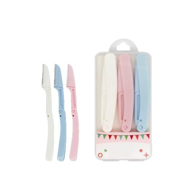 Eyebrow Razor Set, 3PCS Foldable Facial Razors for Women, Stainless Steel Dermaplaning Tool for Eyebrow Shaping, Peach Fuzz & Face Hair Removal, Gentle Exfoliating Beauty Tool