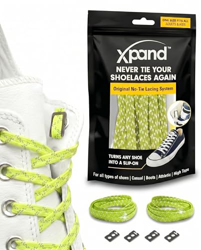 Xpand No Tie Elastic Shoelaces, 1 Size Fits All for Adults & Kids | Stretch Shoe Laces for Sneakers, Runners & High Tops | No Tie Shoe Strings
