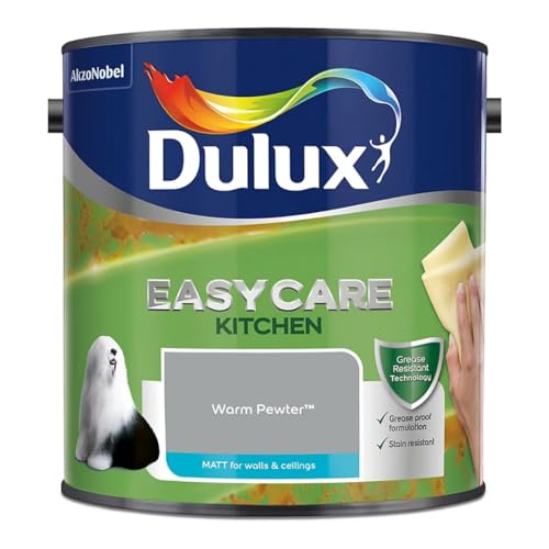 Warm Pewter Dulux Easycare Kitchen Matt Emulsion Paint 2.5L – Grease & Stain Resistant, Washable Matt Finish, Durable Interior Paint for Kitchen Walls & Ceilings