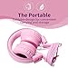 POWMEE M2 Kids Headphones Wired Headphone for Kids,Foldable Adjustable Stereo Tangle-Free,3.5MM Jack Wire Cord On-Ear Headphone for Children/Teens/Girls/School/Kindle/Airplane/Plane/ (Pink)