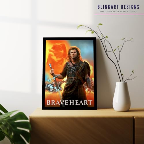 Image of BLINKART Braveheart (1995) Movie Poster Frame 8x12 Inch | Premium 300 GSM Paper Wall Print | Vintage Film Artwork for Home, Bedroom, Living Room, Office | Framed Photo Decor