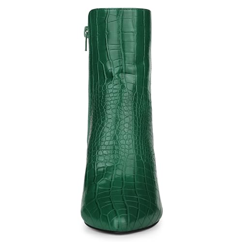 Allegra K Women's Printed Pointed Toe Chunky Heels Ankle Boots2