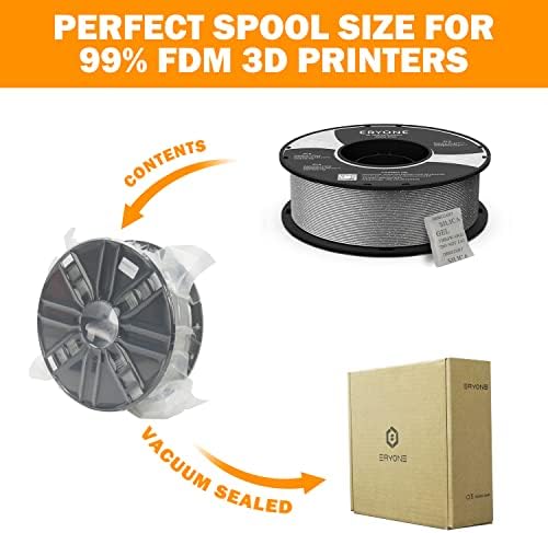 ERYONE Sparkly Glitter Shining PLA Filament for 3D Printer, 1.75mm, Tolerance: ±0.03mm, 1kg(2.2LBS)/Spool, Silver