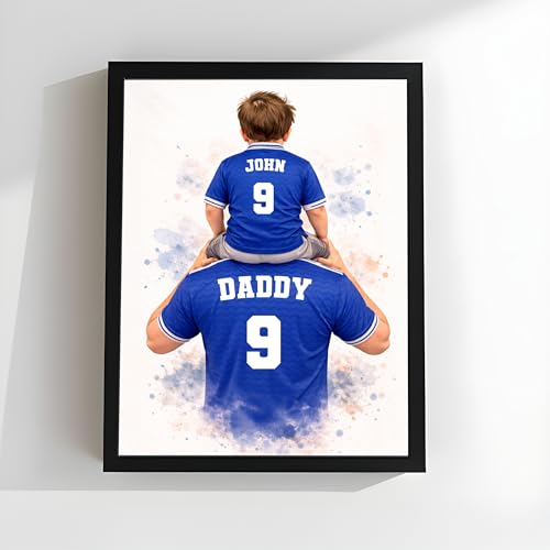 Star Online Personalised Fathers Day Football Gifts Frame for Dad Custom Team Name Poster Wall Art Favourite Team Keepsake for Daddy Grandad Stepdad from Son Daughter (Frame)