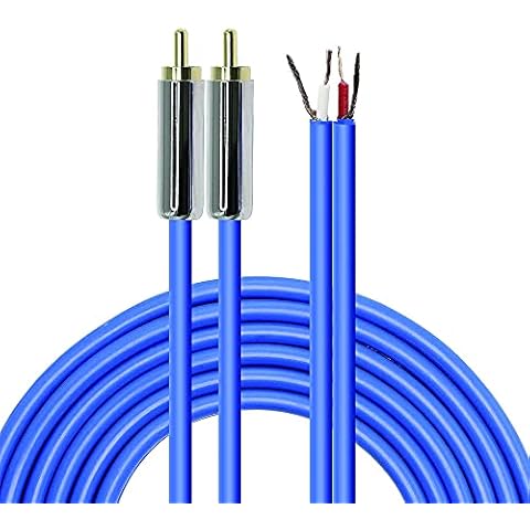 MEIRIYFA Speaker Cable to RCA Plug, 2RCA Speaker Wire Bare Wire OFC Audio Video RCA Cable Open End for Amplifier Subwoofer Cable (2RCA Male) Cover