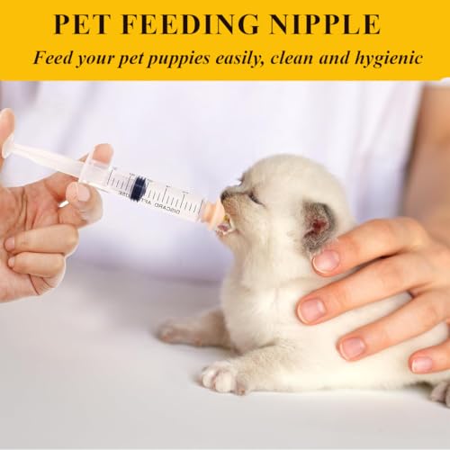 AIYVELU 8pcs Mini Schnuller und Spritze, Haustier Schnuller mit Spritze, Haustier Fütterung Silikon Schnuller Spritze für Welpen, Katzen oder andere Haustiere