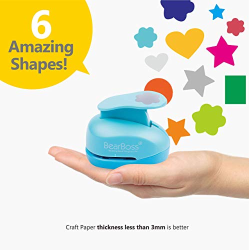 6 Craft Hole Punch Shapes 1 Inch Paper Punches For Crafting Handmade Scrapbooking Punches Mix Shapes Designs For Kindergarten Teacher Office Supplies Kids By Bearboss #TOP2