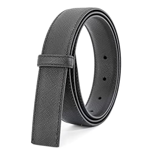 Vatee's Reversible Genuine Leather Belts without Buckle For Men Replacement Belt Strap 29mm Wide 100cm Long Black & Black