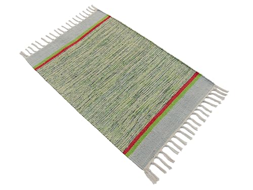 Image of MDZ Hand Woven Cotton Modern Assorted Border Rug | Size: 16 inchx24 inch Inch or 40x60 cm | Color: Assorted Multi | Machine Washable | Eco Friendly | Multi Uses (Combo of 8 Pcs.)