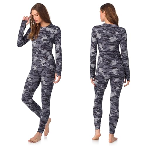 Image of Cuddl Duds Womens Heavyweight Cold Weather Fleece Lined Thermal Set - Long Sleeve Top & Leggings - Winter Lounge Sets