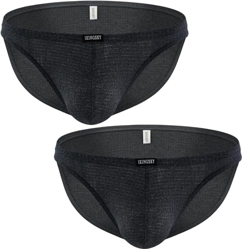 iKingsky Men's Big Pouch Briefs Sexy Bulge Underwear High Stretch Mens Bikini Under Panties