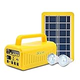 soyond Solar Generator Portable Power Station Portable Battery Generator with Solar Generator (Solar Panel Included) 8000mAh Battery 2 LED Bulbs Fm Radio for Outdoors Camping Travel Emergency