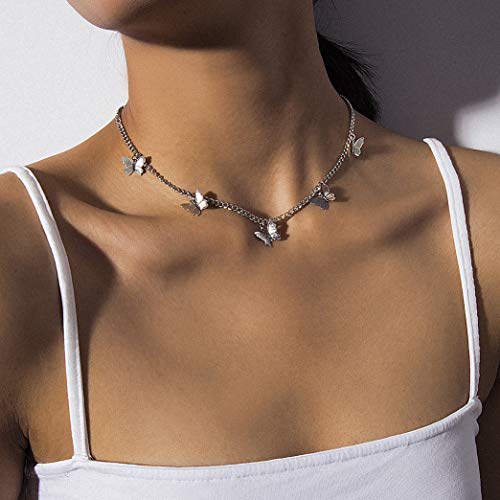 Kercisbeauty Gold Butterfly Necklace for Women Ladies Dainty Jewelry Butterfly Choker for Wedding Brides (Gold)