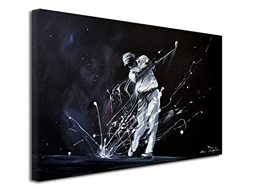 DECLINA - Cuadro impreso sobre golf, color blanco y negro, 50 x 30 cm