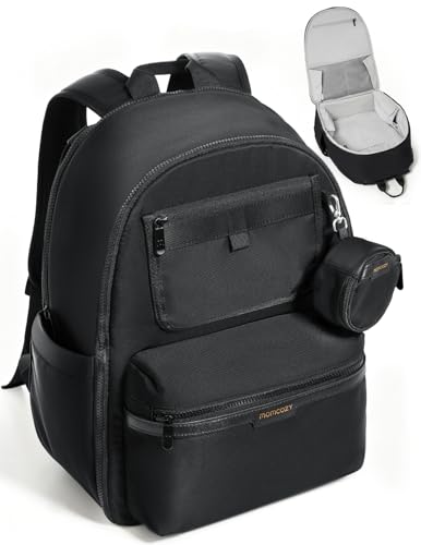 momcozy Wickeltasche Baby, Wickelrucksack mit Laptop Fach, Große Windeltasche, Isolierte Tasche, Neutrale Wickeltasche mit Multifuntion für Eltern, Schwarz