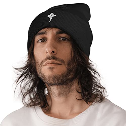 Image of Embroidery Goth Beanie Knit Hats for Men & Women, Embroidery Winter Hats Skull Cap