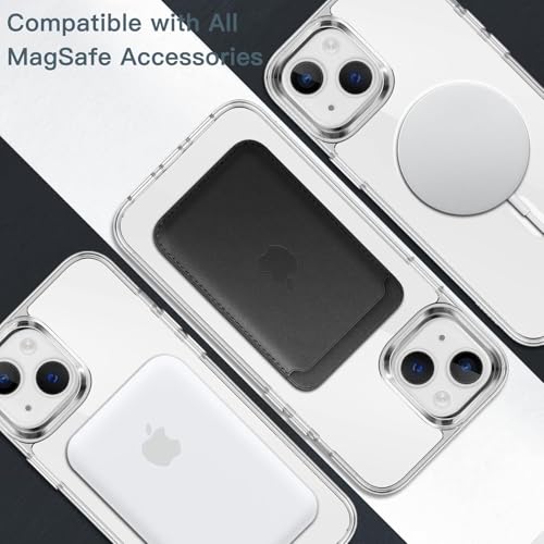 Image of JGD PRODUCTS Magnetic Silicone Case for iPhone 14 Compatible with MagSafe, Shockproof Phone Bumper Cover, Anti-Scratch Clear Back (Clear)