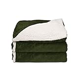 Sunbeam Heated Throw Blanket | Reversible Sherpa/Royal Mink, 3 Heat Settings, Olive - TRT8WR-R608-25A00