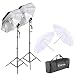 Kshioe 450W Photography Dual Photo Umbrella Lighting Video Continuous Light Kit-Black/Silver &White Umbrella Reflector+ Photo Light Bulb+ Tall Studio Umbrella Flash Strobe Light Stand