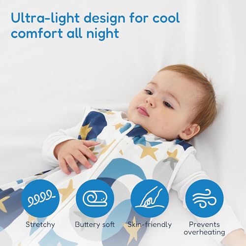 Image of TotAha Sleep Sack 6-12-15 Months 3-Pack,Stretchy,Buttery Soft Swaddle Transition Sleeping Bag,Light Baby Wearable Blanket with 2-Way Safe Zippers for Boys and Girls, 0.5 TOG