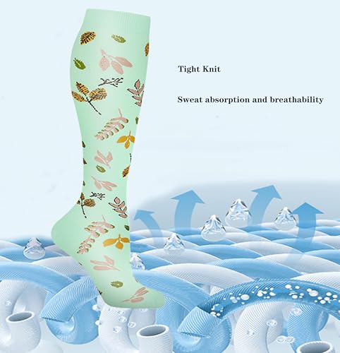 Image of Women's Knee High Compression Socks for Running Work Support Nurses Pregnancy Travel,Colorful Over The Calf Socks,#W402