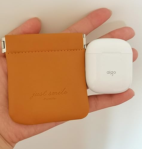 3.3x3.1 Inch PU Leather Squeeze Coin Purse bag Portable Women and Men Earbuds Headphone Storage Pouch2