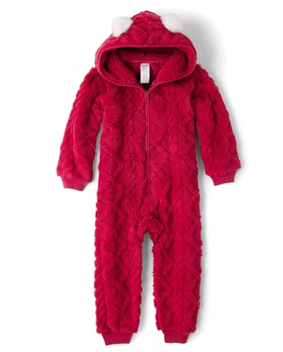 Gymboree,Kids' One Piece Zip Front Footed Pajama,Burgandy,Large (10/12)
