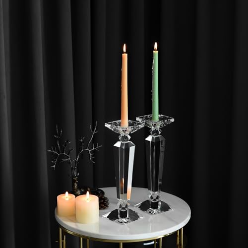 Crystal Candle Holders Set of 2,Crystal Taper/Pillar Candlestick Holders,Ultra Elegant & Modern Centerpiece Home Décor,Wedding(12inch Tall) - Image 8