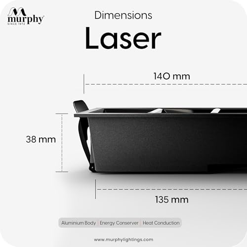 Murphy Aluminium 10W Black Finish Square Laser Led Ceiling Cob Spot, Focus, Down Ceiling Light, Ceiling Pop Light (Warm White, Pack Of 1, With 2 Years Warranty)