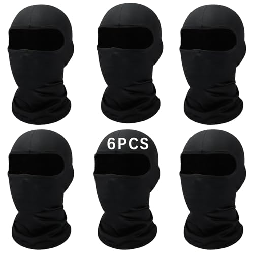 Anpuimult 6 PCS black Ski Mask for Men Balaclava,Summer Cooling Neck Gaiter UV Protector Motorcycle Ski Scarf for Men/Women sports mask (6 PCS)