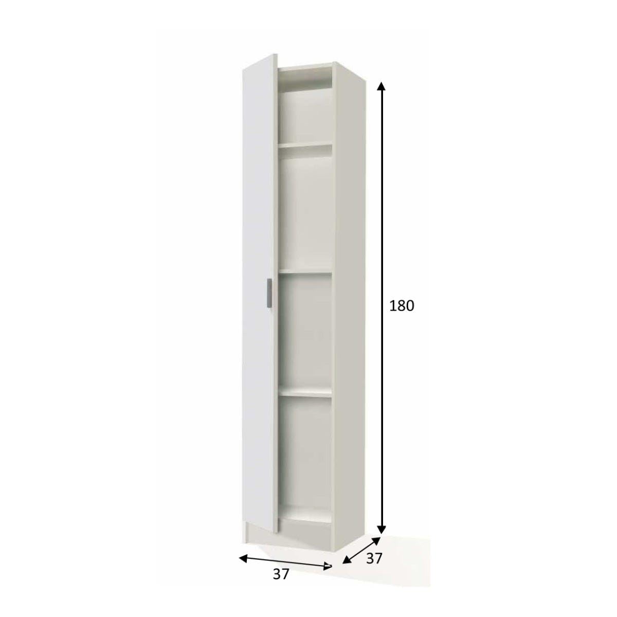Trentiner Armadio multiuso H: 180 cm L: 37 cm bianco con un'anta, ripiani regolabili e apertura reversibile | Creta