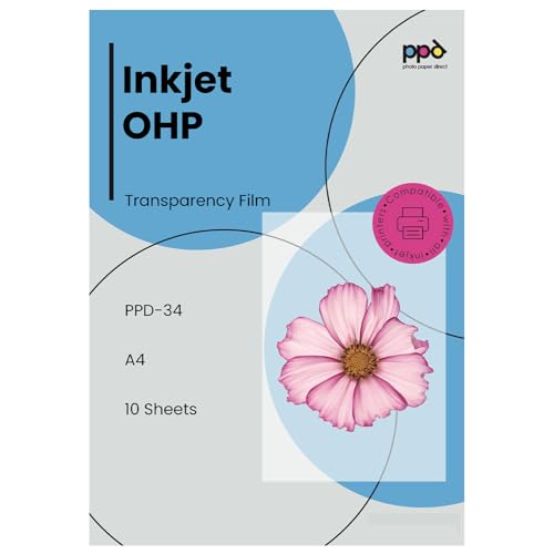 PPD 10 x A4 Inkjet Premium Overheadfolie für vollfarbige Ausdrucke in höchster Qualität PPD-34-10