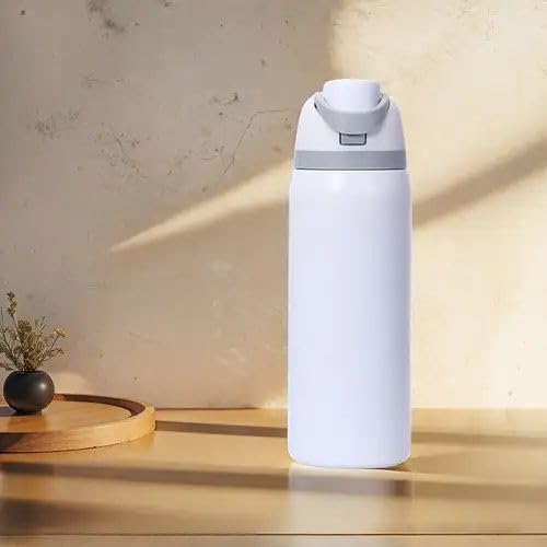 Image of Stainless Steel Water Bottle 32 oz with Flip Lid and Carry Loop (White, 960 ml)