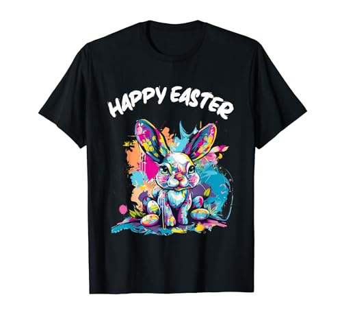 Splash Artwork Easter Bunny Easter Eggs Happy Easter Eggs Maglietta