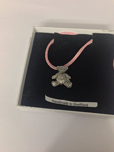 Collier Bébé Teddy pp-g73 étain anglais sans nickel cordon rose fait main 41 cm